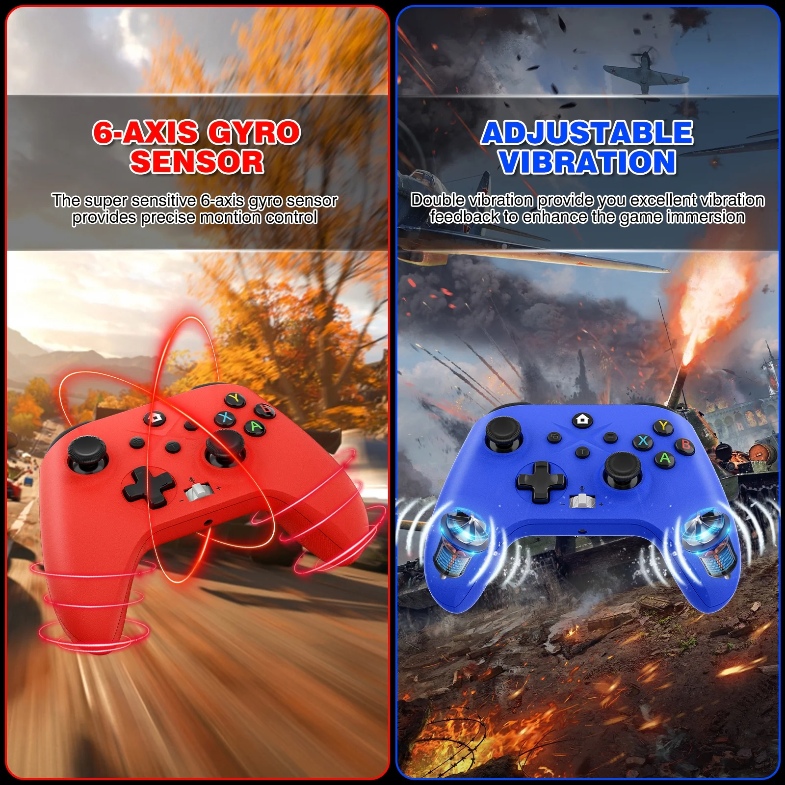 2 Pack Wireless Xbox One Controller, Compatible with Xbox One/One X/One S/Xbox Series S/Series X/PC (Blue and Red) - Curated Treasures Market