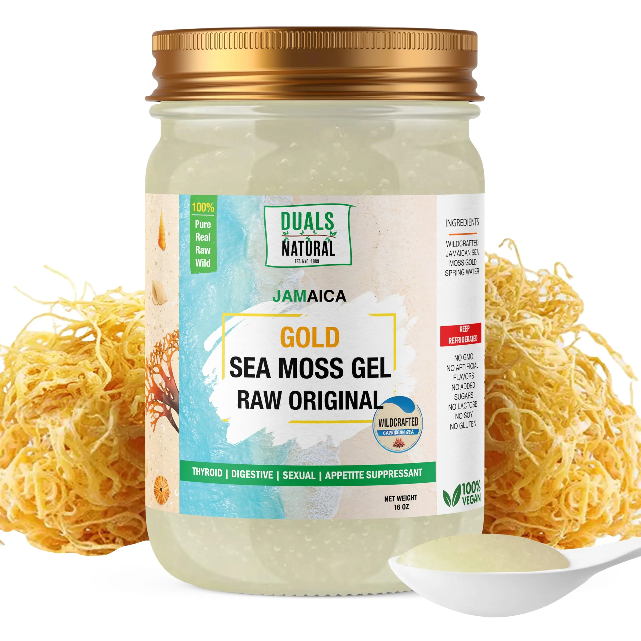 Raw Irish Sea Moss Gel [16 Oz] C Skillfully Crafted from Wildcrafted Seamoss Sourced from The Crystal-Clear Waters of Jamaica, Perfect for Keto