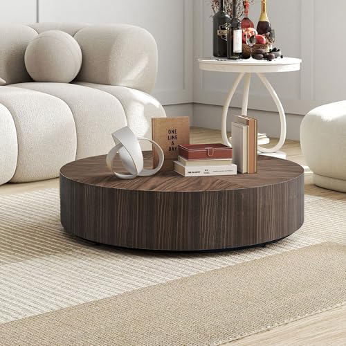 JUSTONE 15.75 ''Round Coffee Table, Accent End Table for Living Room Office Apartment, Modern Minimalist Side Table with Faux Marble Pattern