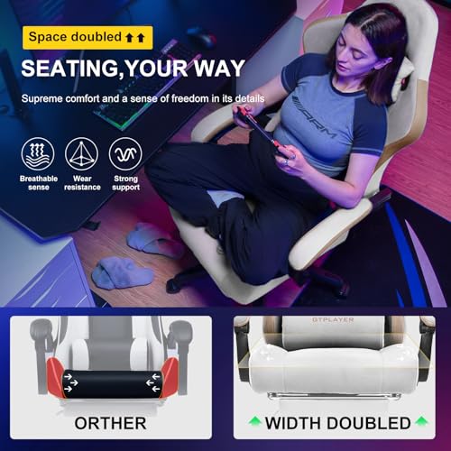 GTPLAYER Gaming Chair, Computer Office Chair with Pocket Spring Cushion, Linkage Armrests and Footrest