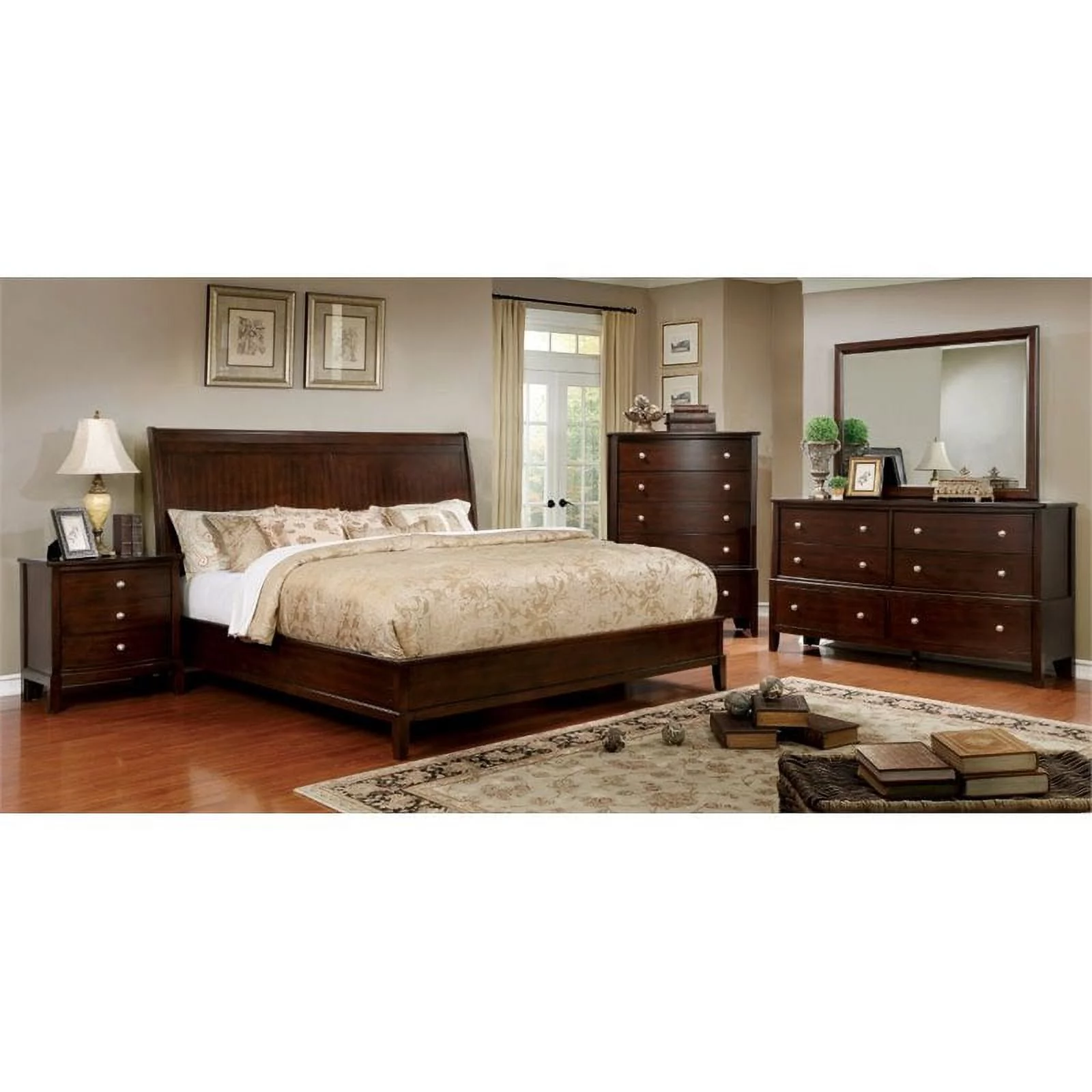 Furniture of America Monaco Wood 3-Drawer Nightstand in Brown Cherry