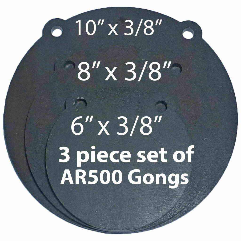 Tactical Scorpion Gear AR500 Steel Targets Lot of 3 Laser Cut Set 6, 8,10x22 x 3/8x22 Shooting Target Gong