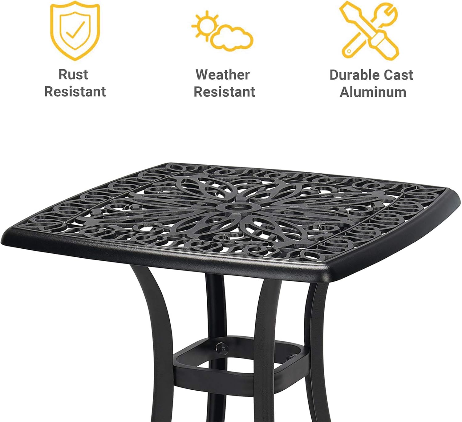 Laurel Canyon 3-Piece Cast Aluminum Patio Bistro Sets Antique Copper Finish Outdoor Furniture with Rust-Resistant Small Round Table and 2 Chairs for