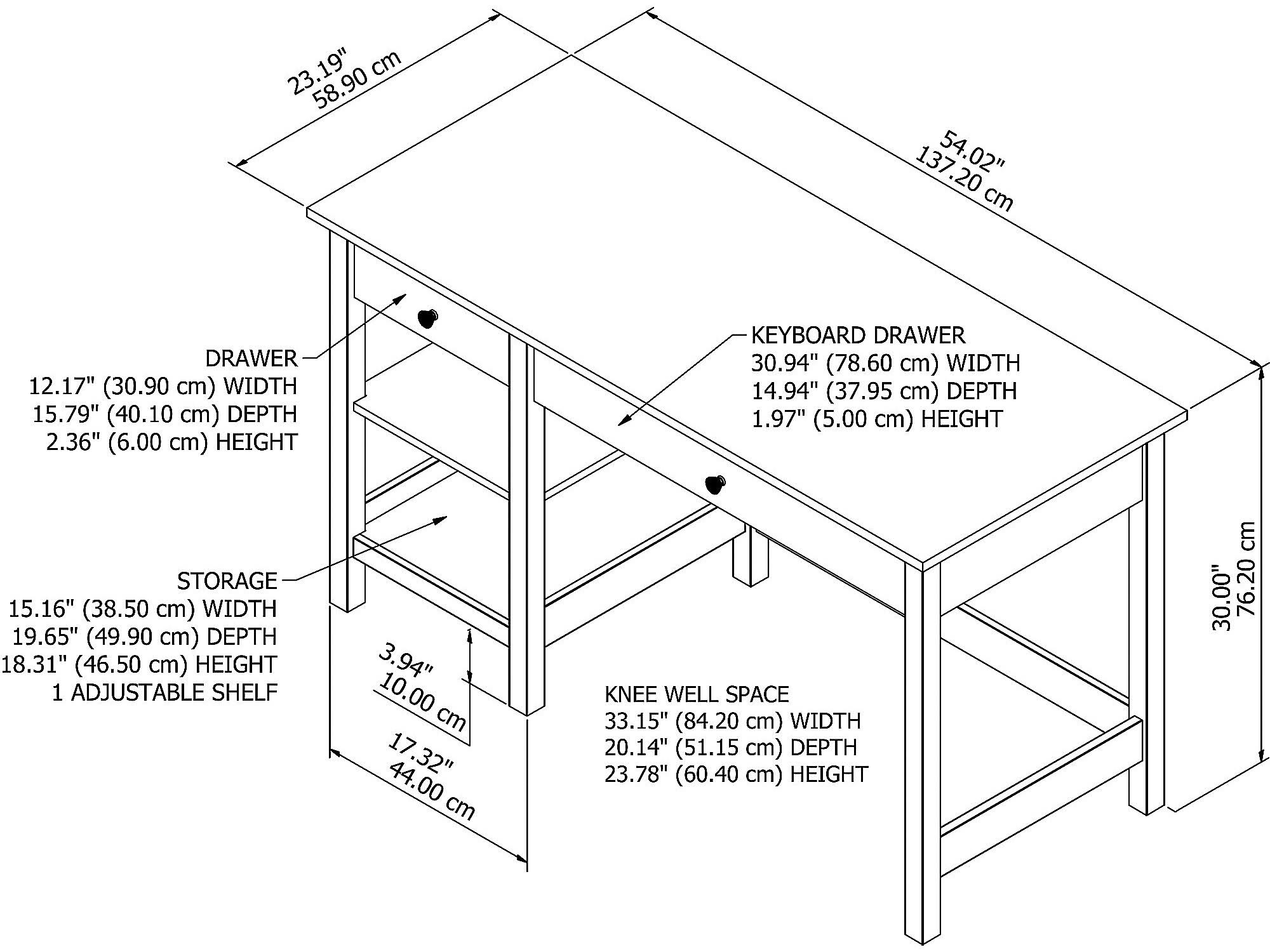 54W Mayfield Computer Desk with Shelves Shiplap Gray/Pure White - Bush Furniture