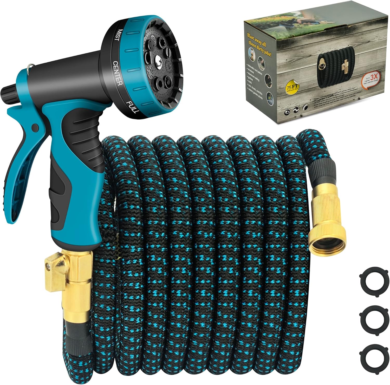 HORTICAN Expandable Garden Hose Retractable Water Hose, Outdoor Yard Hose Flexible Garden Hose (50)