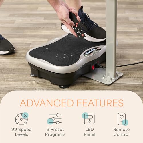 Lifepro TrimLite Vibration Plate Exercise Machine with Handlebars – Whole Body Vibration Machine, Ideal Lymphatic Drainage Massager – 99 Speed Levels