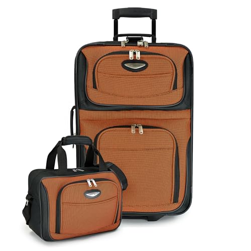 Travel Select Amsterdam 4-Piece Softside Expandable Luggage Set, Lightweight 2-Wheel Upright Suitcases, Travel Tote, Packing Cubes, Gray