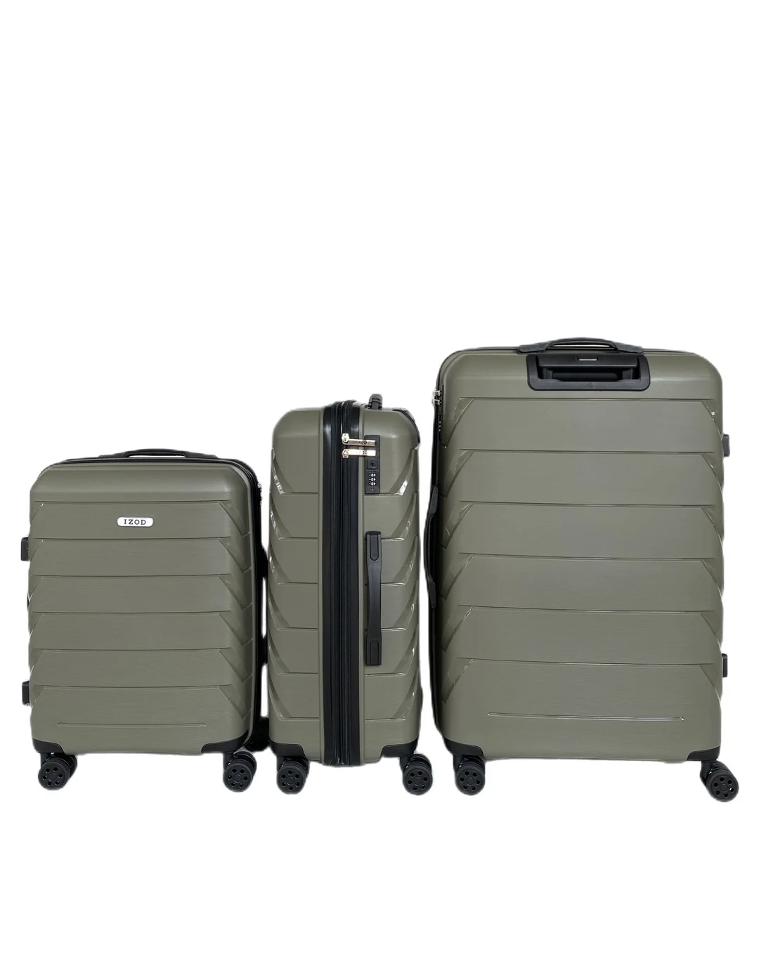 IZOD Ashley Polycarbonate Hard shell Expandable Lightweight 360 Dual Spinning Wheels Combo Lock 28", 24", 20" 3 Piece Luggage Set / Sage