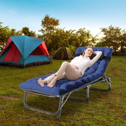 DoCred Folding Camping Cot with Mattress, 2 Pack Heavy Duty Folding Cot for Adults, Portable Sleeping Cot Bed Adults Outdoor Bed with Carry Bag