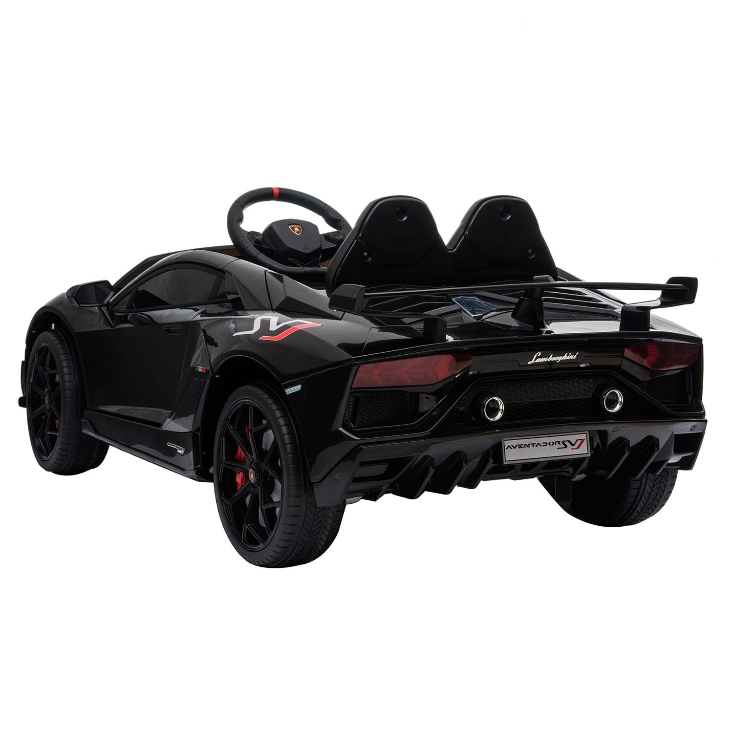 Truemax 12V Kids Electric Battery Powered Ride on Car Lamborghini Aventador SVJ w/ Remote Control, Music Player - Black