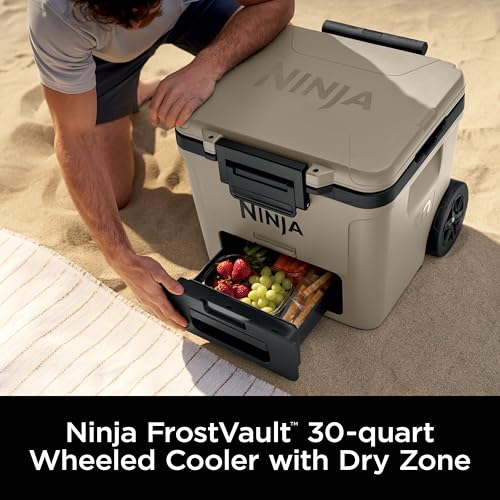 Ninja FrostVault 45qt Wheeled Cooler with Dry Zone, Integrated Fridge-Temp Dry Storage Drawer, Premium Heavy-Duty Insulated Cooler