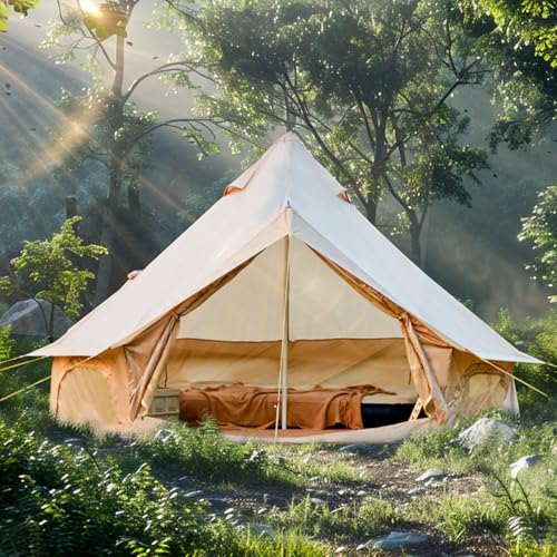 YOLENY Bell Ten 4/6/8/10 Person 4 Season, Yurt Tent Waterproof Glamping Tents w/Stove Jack for Family Camping Outdoor Party