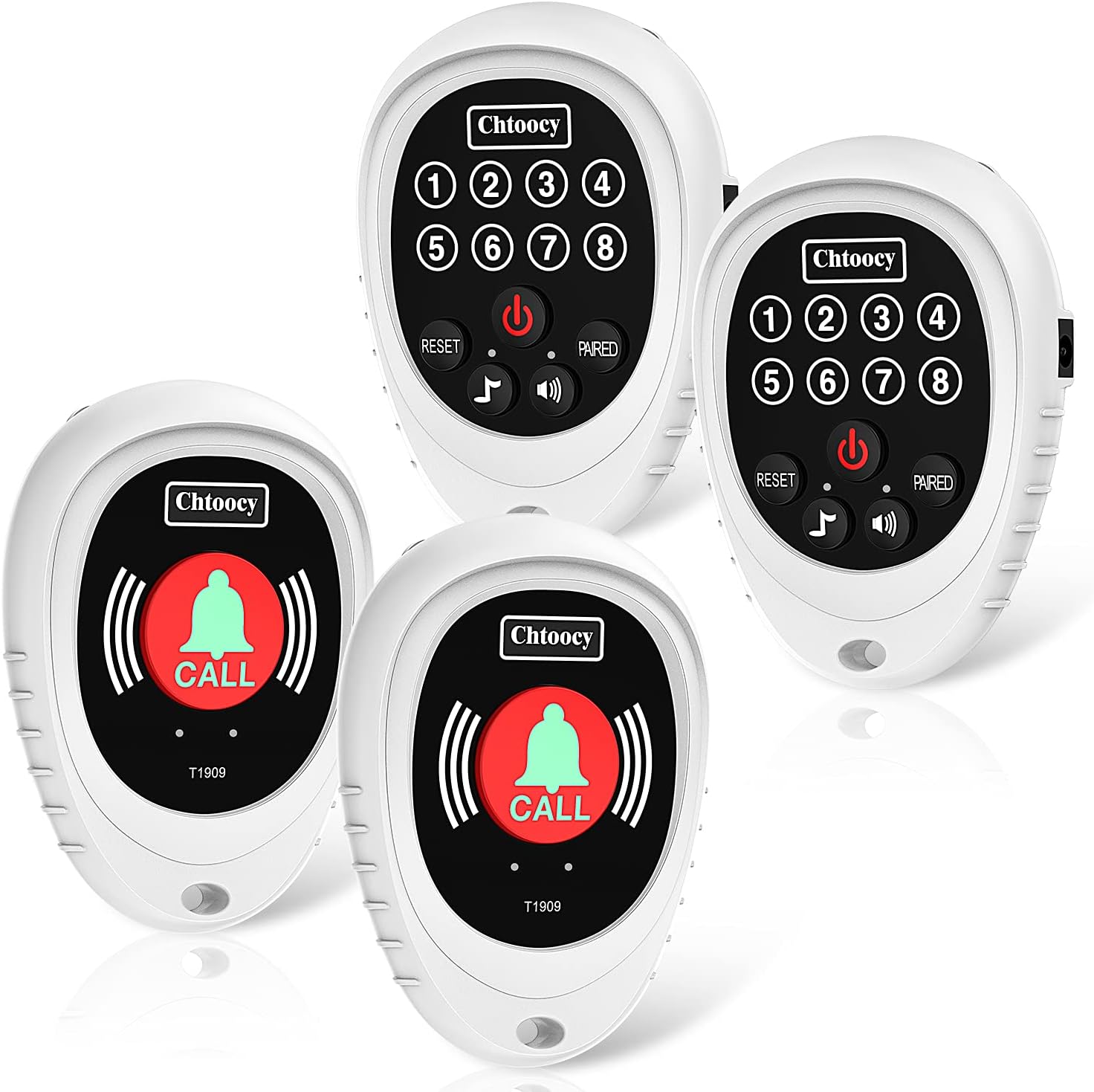 Chtoocy Wireless Caregiver Pager 1000 Feet Smart Call Button Transmitter with Receiver Nurse Calling Alert Patient Help System for Elderly Range