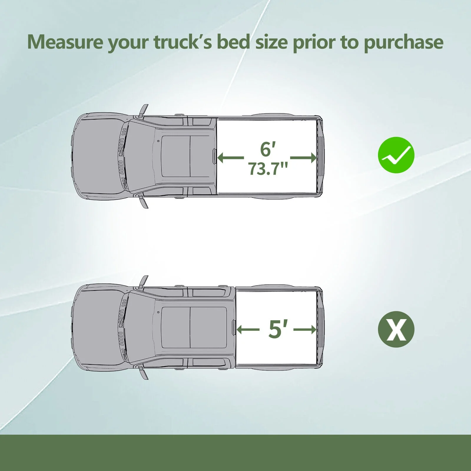 Ledkingdomus 6ft Soft Tri-fold Truck Bed Tonneau Cover for 2016-2023 Toyota Tacoma with led lamp