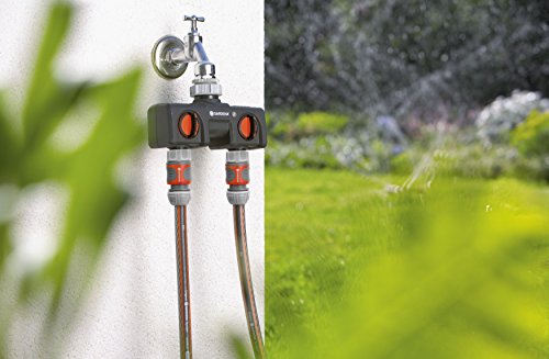 GARDENA (18604-80) 50' x 1/2" Automatic Retractable Garden Hose Reel for Outside Use on Metal Spike With Easy Swivel for Simple Watering of Gardens