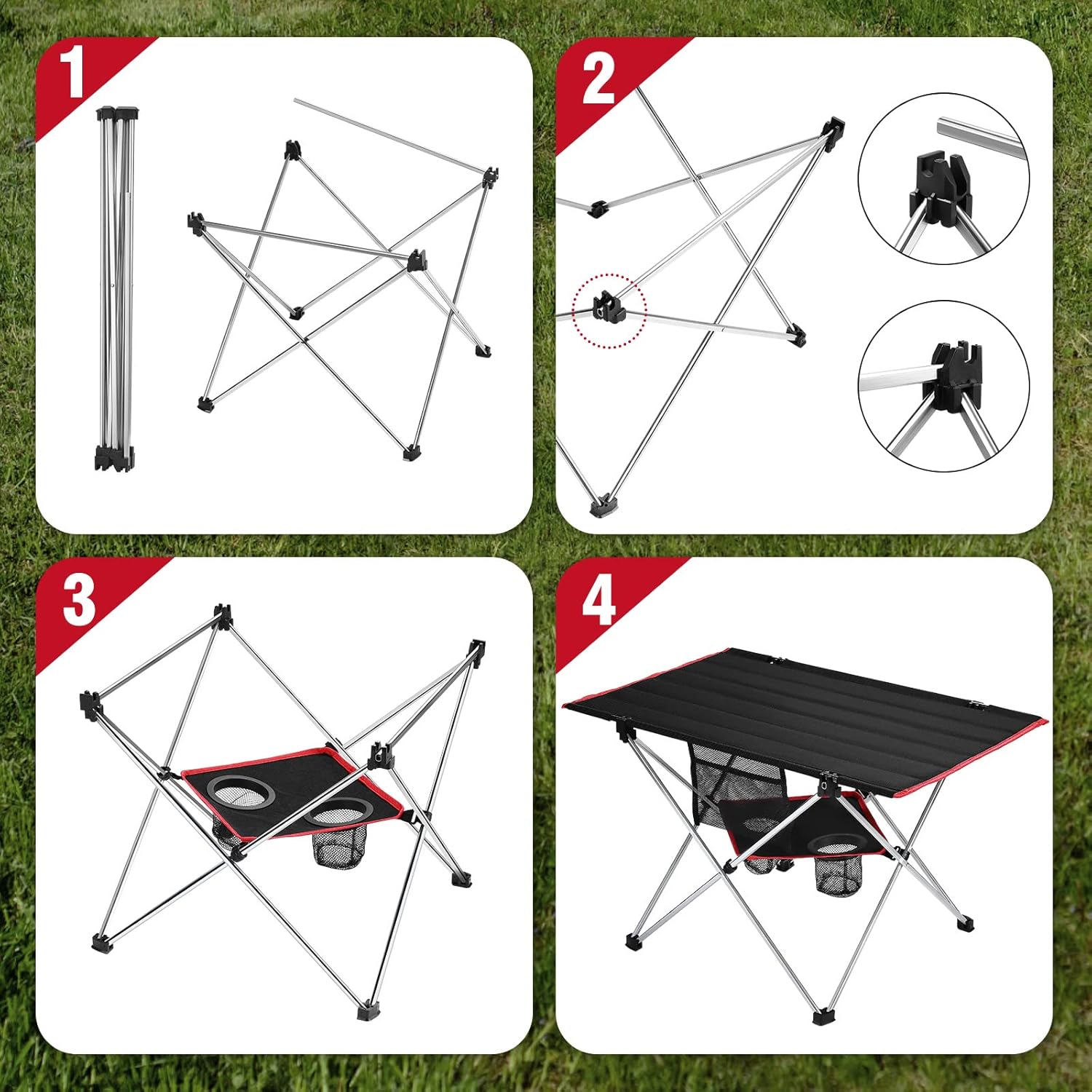 Outdoor Folding Camping Table Lightweight: Portable Camp Table with Cup Holders and Carrying Bags Outside Camping Tables That Fold Up Lightweight for