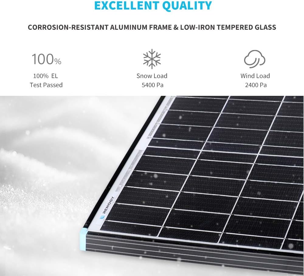 Renogy Solar Panel 200 Watt 12 Volt High-Efficiency Monocrystalline Module PV Power for Camper, Vehicle Caravan and Other Off-Grid Applications, 200W