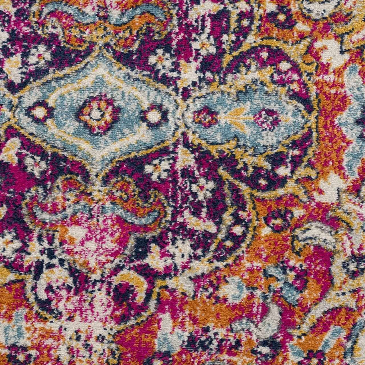Tigris Collection Pasha Oriental Farmhouse Living Room Bedroom Dining Room Area Rug - Vintage Distressed - Boho Chic Medallion Pattern - Beige, Ivory