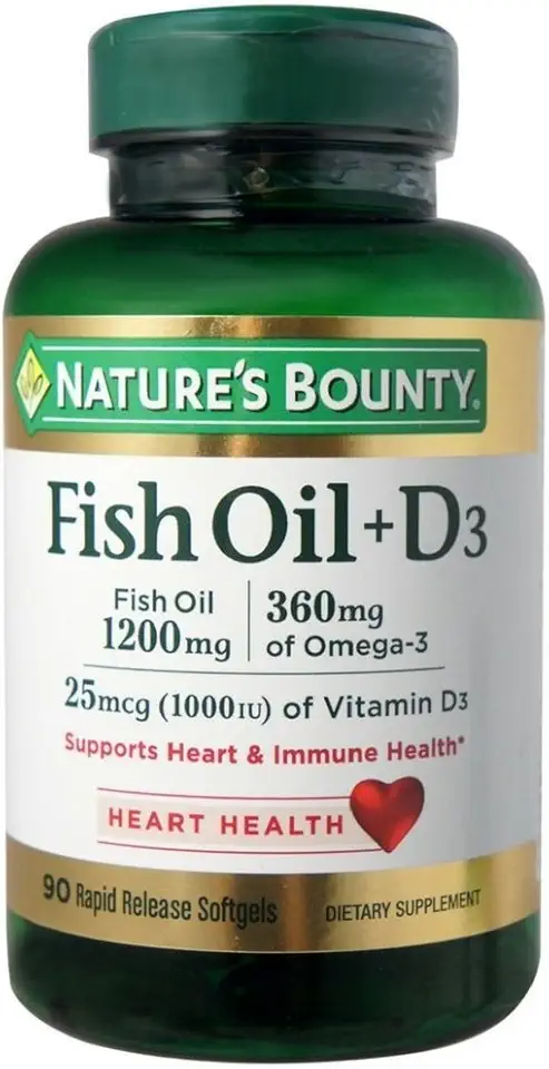 Nature's Bounty Fish Oil + D3 1200 mg Softgels 90 ea - Kansas Nuitrition - HNZSDS