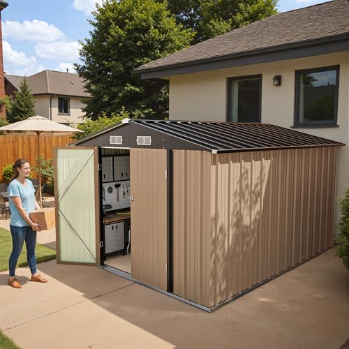 Greesum 5×3 FT Outdoor Storage Shed, Metal Storaged Sheds Without Floor, Tool Sheds with Lockable Doors and Sloping Roof for Garden, Patio, Backyard