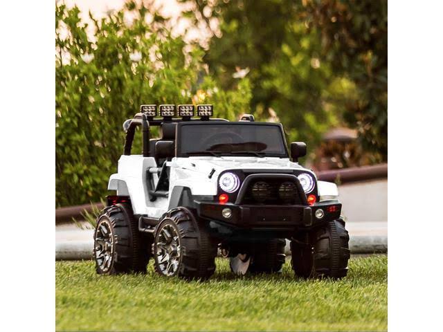 Best Choice Products 12V Kids Ride on Truck Car w/ Remote Control, 3 Speeds, Spring SUSPENSION, LED Lights - White