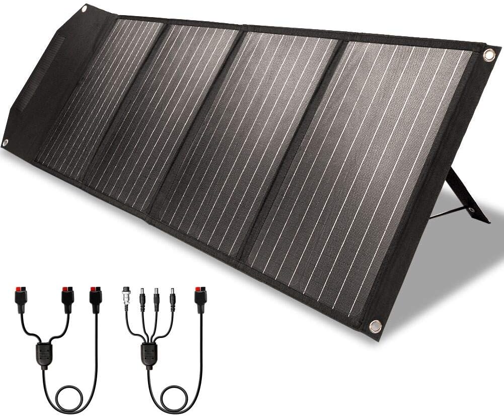 ROCKPALS RP082 100w Foldable Solar Panel Charger with Kickstand, Parallel Cable, QC 3.0 and USB-C