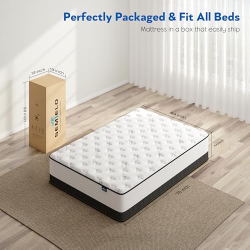 Full Size Mattress, 10 Inch Full Mattress in a Box, Hybrid Mattress with Memory foam and Pocketed Coils for Breathable and Durable Support