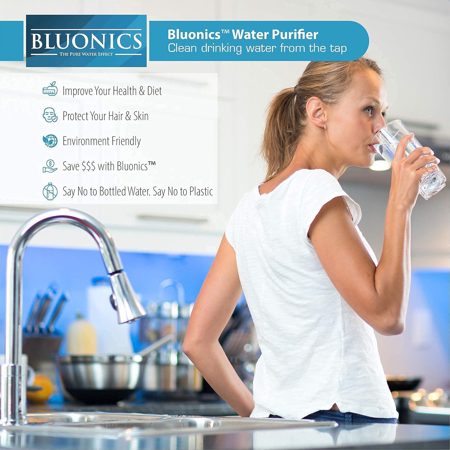 Bluonics 110W Ultraviolet Light UV Water Sterilizer with 3 Extra Replacement Bulbs for Whole House and Commercial Water Purification High Flow 24GPM