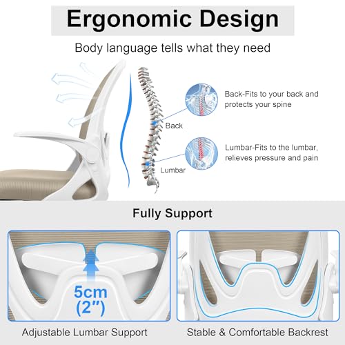Primy Drafting Chair Tall Office Chair with Flip-up Armrests Executive Ergonomic Computer Standing Desk Chair with Lumbar Support and Adjustable