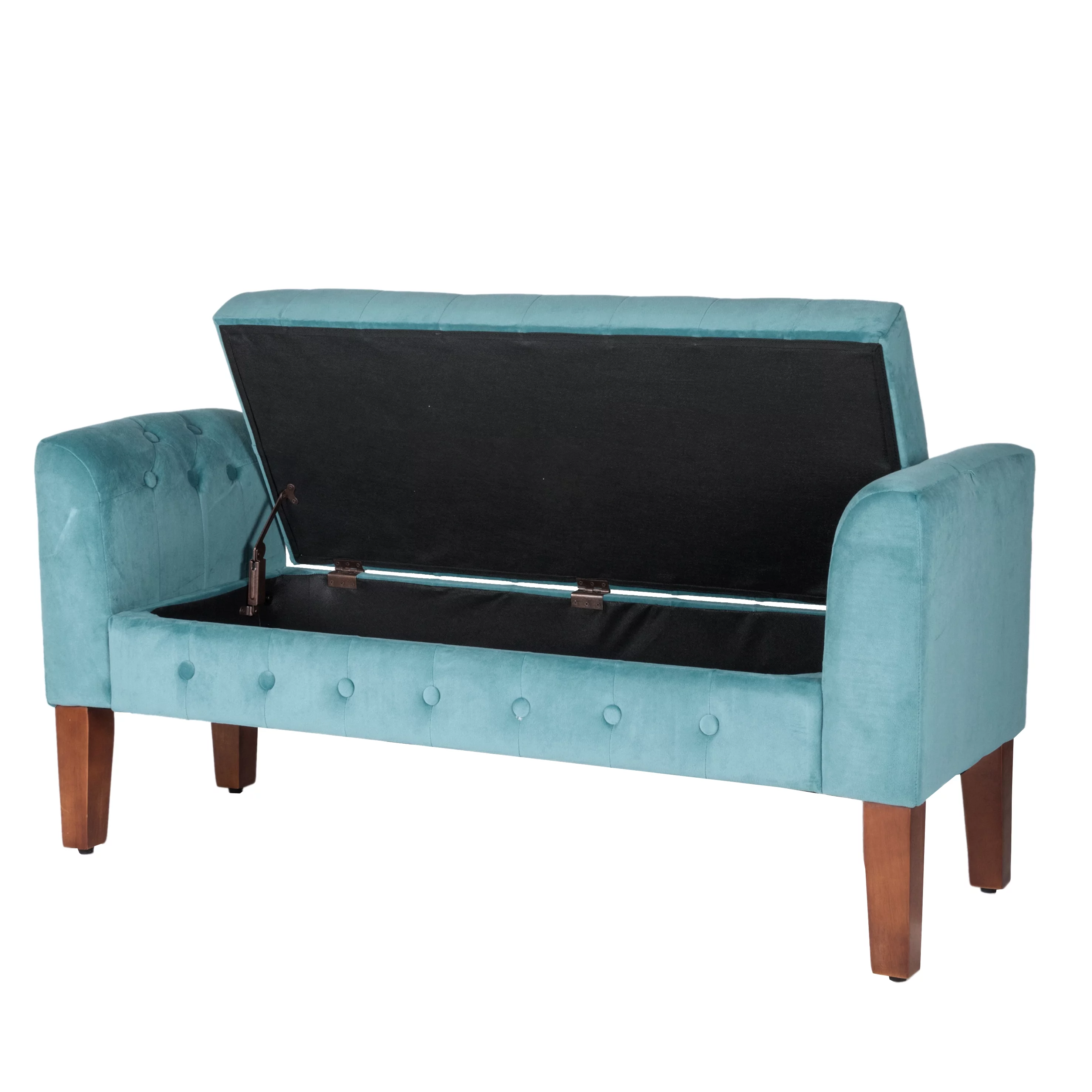 HomePop Velvet Tufted Storage Bench and Settee, 50"W x 18"D x 23"H, Teal