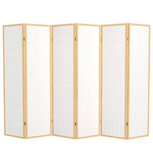 Red Lantern 6 ft. Tall Window Pane Shoji Screen-Natural-4 Panels Room Divider