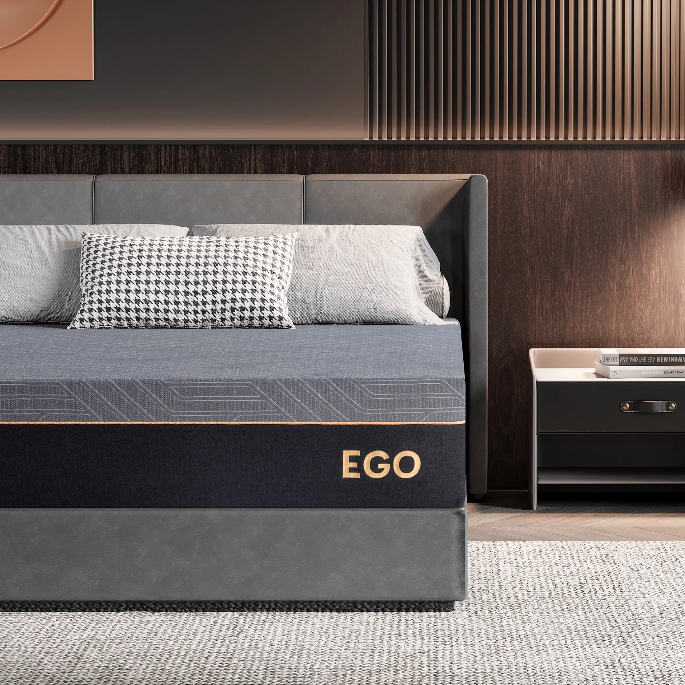 MLILY Ego Black 12 inch Queen Mattress in a Box, Gel Memory Foam Mattress, Medium