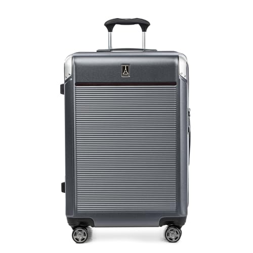 Travelpro Platinum Elite Hardside Expandable Carry on Luggage, 8 Wheel Spinner, TSA Lock, Hard Shell Polycarbonate Suitcase, Metallic Sand