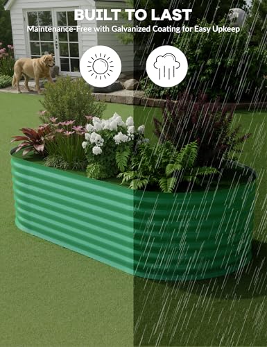 10x4x1.5ft Raised Garden Bed,Galvanized Raised Planter Boxes Outdoor with Easy Assembly, Large Garden Bed for Vegetables, Fruits, Flower
