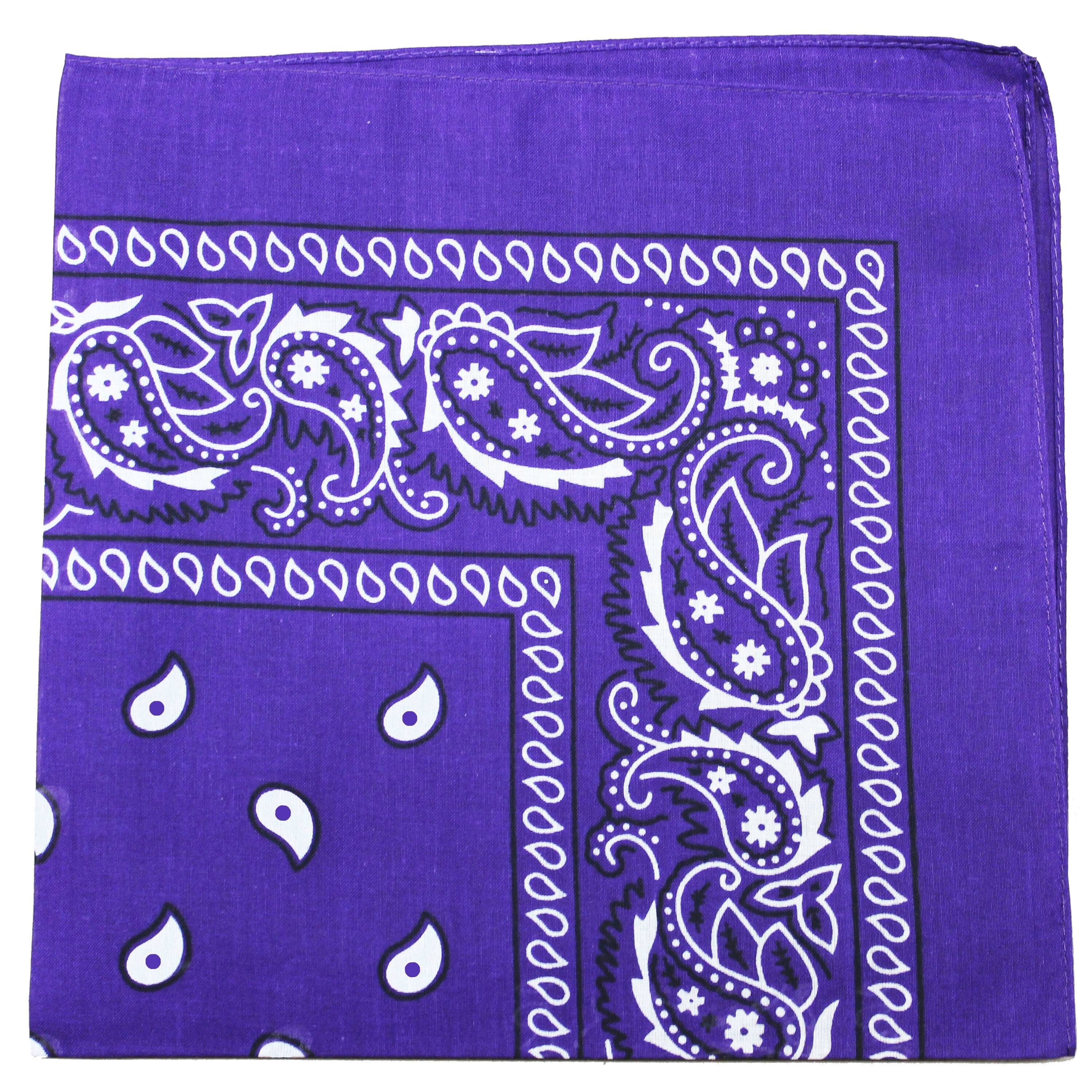 Balec Pack of 48 Paisley 100% Cotton Bandanas Novelty Headwraps - Bulk Wholesale - 22 Inches, Purple