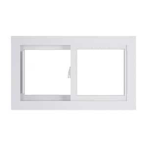 TAFCO Windows 47.5 in. x 35.5 in. Utility Left-Hand Single Slider Vinyl Window Dual Pane Insulated Glass and Screen in White