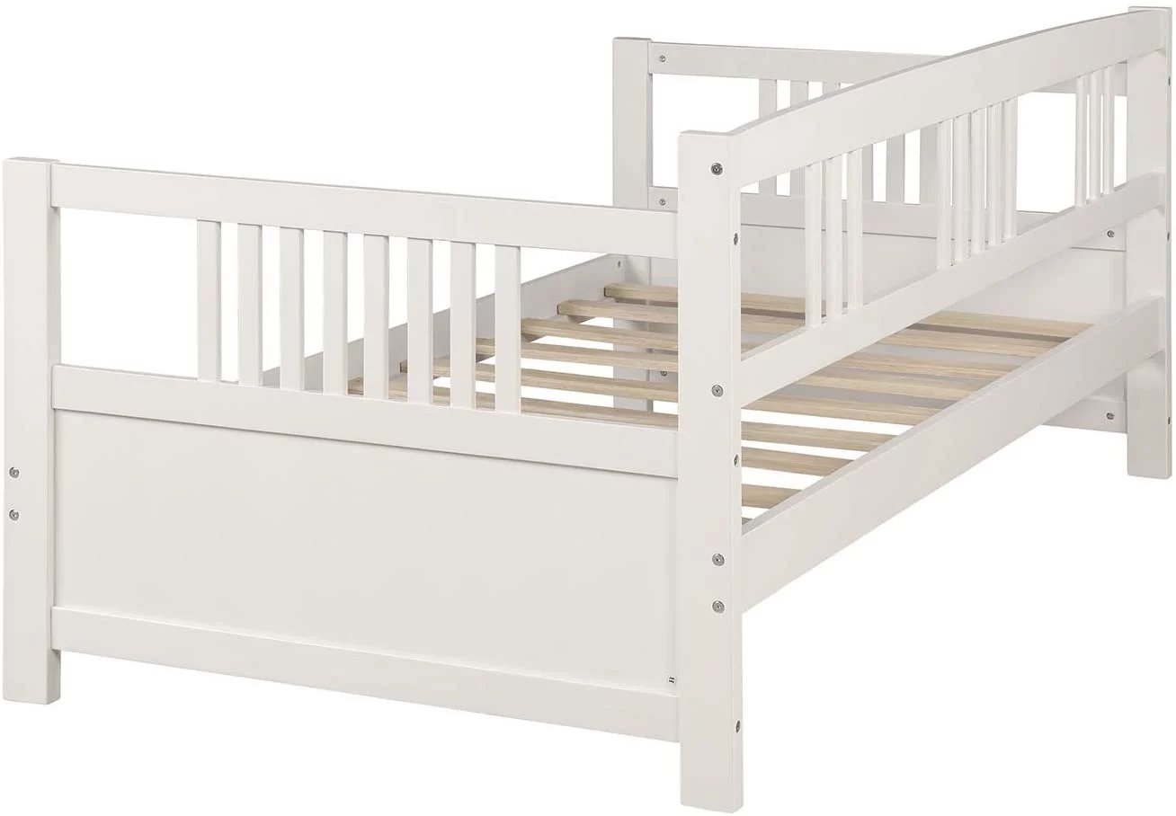 Churanty Solid Wood Daybed, Twin Size Bedframe Multifunctional Daybed for Kids,White