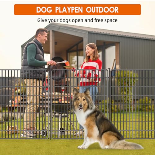 15 Panels No Dig Fence with Gate, 32 in(H) X 36 ft(L) Garden Decorative Fence Animal Barrier for Dogs