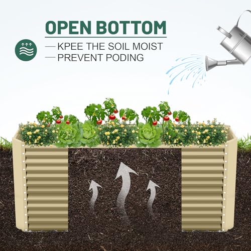 Land Guard 8x4x3ft Rectangular Galvanized Raised Garden Beds, Large-Capacity Metal Planter Box Outdoor, Durable Deep Raised Garden Bed 3ft Tall