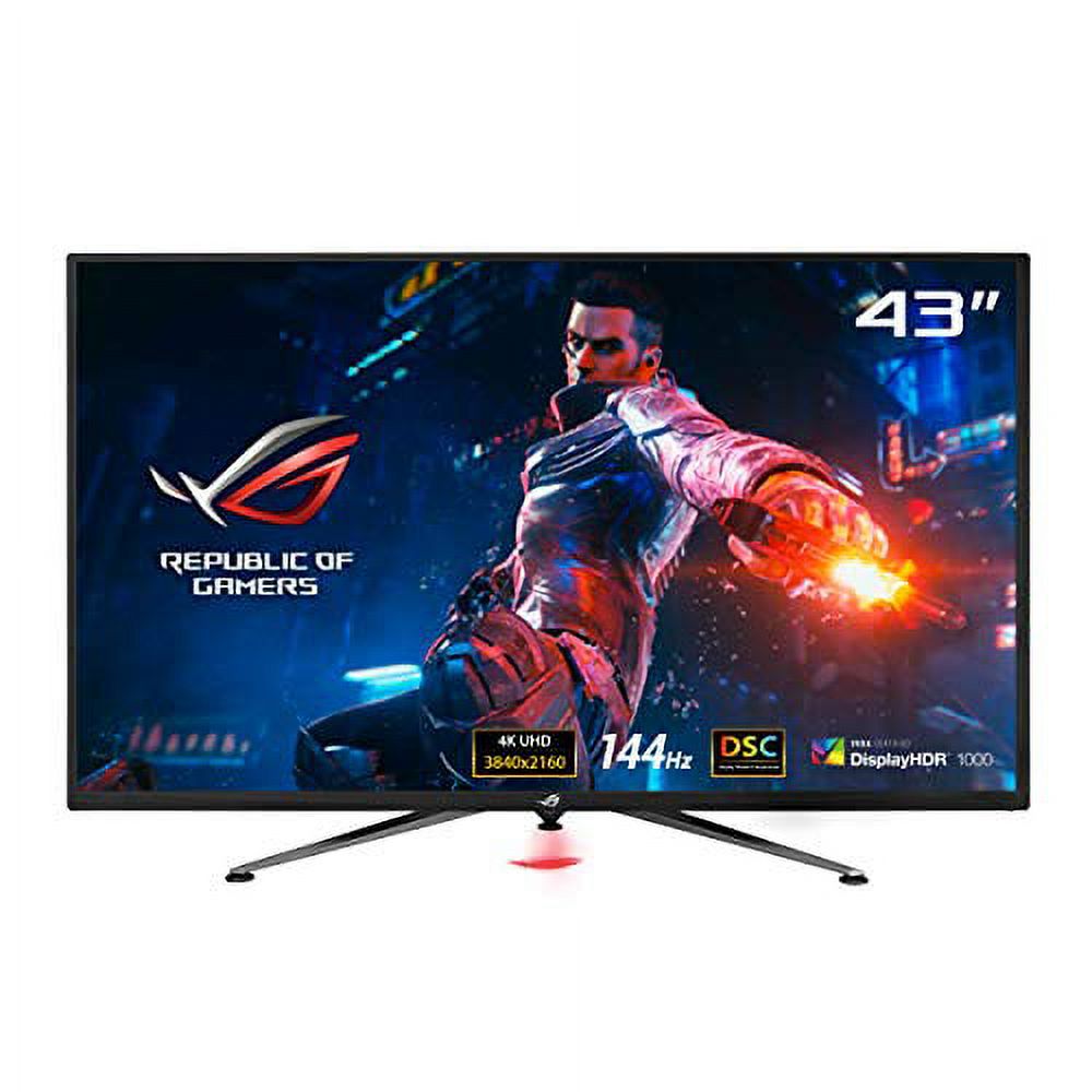 ASUS ROG Swift PG43UQ 43? 4K HDR DSC Gaming Monitor, (3840 x 2160), 144Hz, G-SYNC Compatible, 1ms, Eye Care, DisplayHDR 1000, DisplayPort HDMI USB