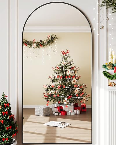 Full Length Mirror, 76"x34" Arched Floor Mirror Freestanding, Floor Standing Full Body Mirror with Stand for Bedroom