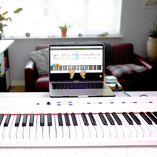 Alesis Recital – 88 Key Digital Piano Keyboard with Semi Weighted Keys, 2x20W Speakers, 5 Voices, Split, Layer and Lesson Mode, FX and Piano Lessons