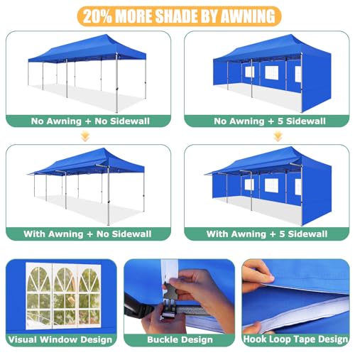 COBIZI 10x10 Pop Up Canopy Tent with Awning