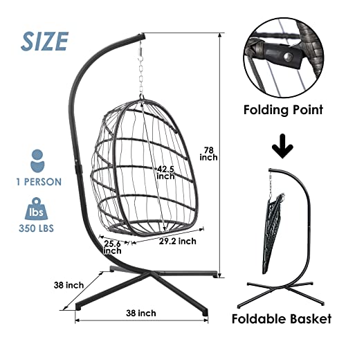 Yechen Hanging Egg Chair with Stand and Footrest for Indoor Outdoor