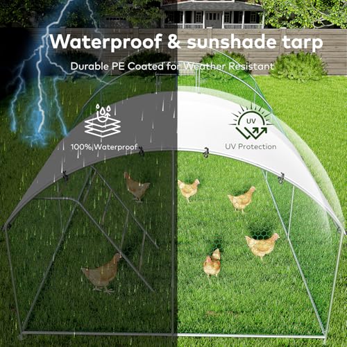 Large Metal Chicken Coop with Waterproof and UV-Resistant Cover