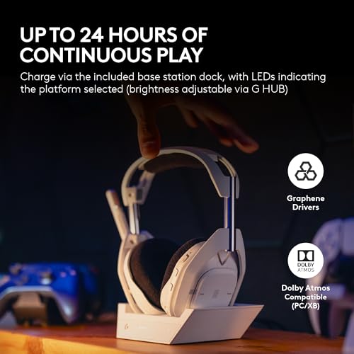 Logitech G Astro A50 Omni-Platform Wireless Gaming Headset + Base Station for PS5, Xbox, PC: PLAYSYNC Audio Switcher,