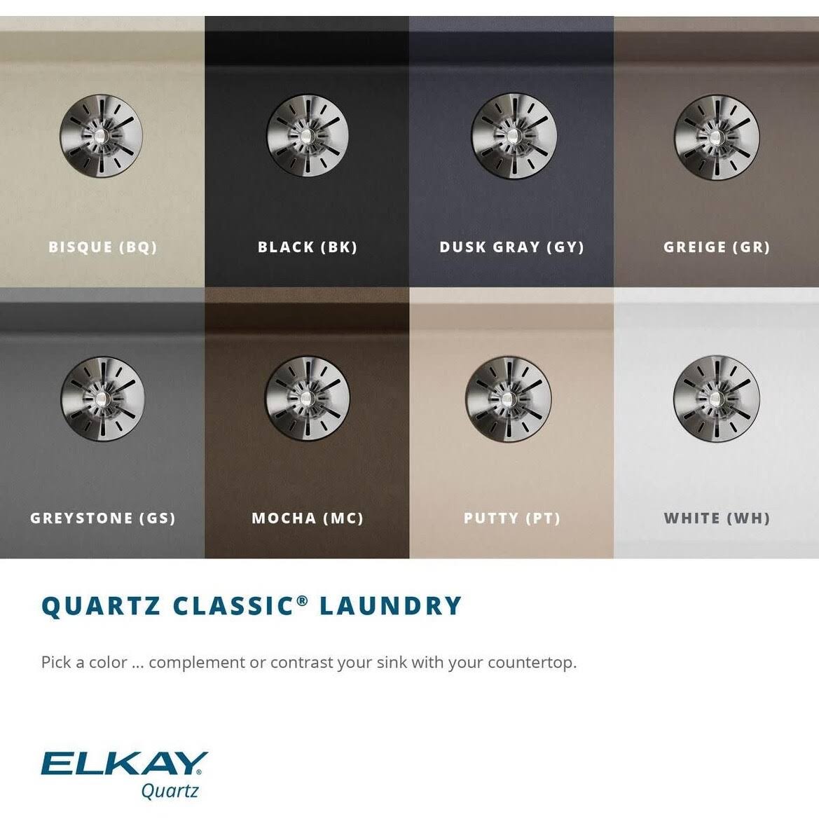 Elkay Quartz Classic Black Undermount Laundry Sink with Perfect Drain-ELGU251912PDBK0