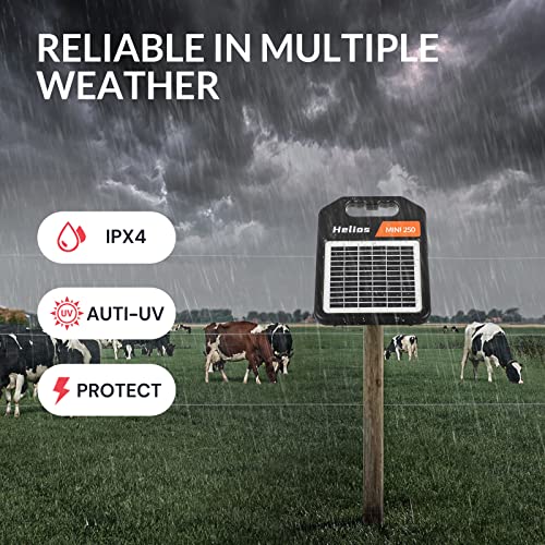 10 Miles Solar Electric Fence Charger with Day or Night Mode, 0.11 Joule Portable Solar Fence Charger for Livestock