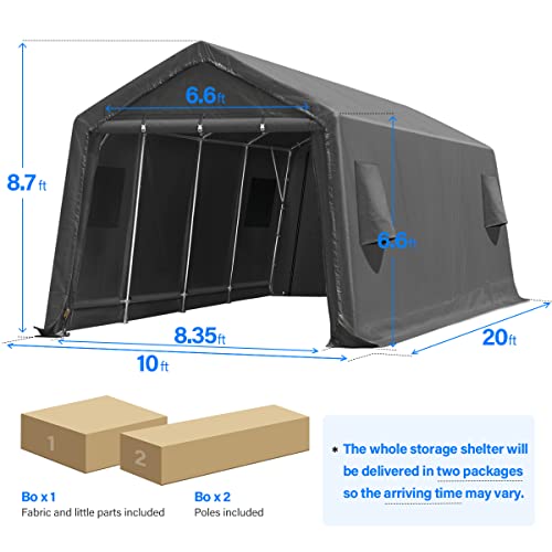 ADVANCE OUTDOOR 10x10 ft Heavy Duty Outdoor Patio Portable Canopy Storage Shelter Shed Carport with 2 Roll up Zipper Doors & Vents for Snowmobile