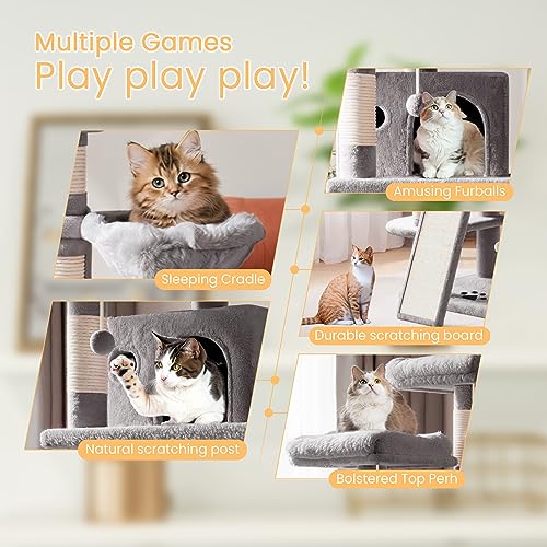 SHA CERLIN 68 Inches Multi-Level Large Cat Tree for Large Kitties/Big Cat Tower with Condo/Cozy Plush &zwnj